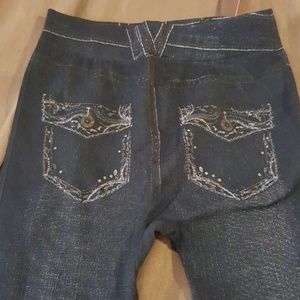 2 Kid size leggings with denim print